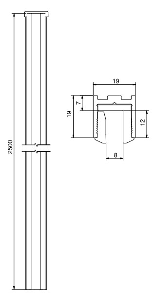 U-Profil Nut 15mm x 15mm maximale Höhe 2500mm beliebig kürzbar
Für 8mm Glas mit Verglasungsprofilen oder Silikon
U-Profil Aluminium glanzeloxiert