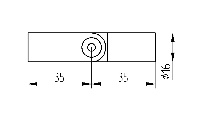 Gelenkverbinder V2A, f. Stab ø12mm, Länge 70 mm, geschliffen