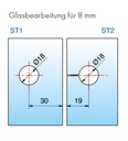 Winkelverbinder Glas-Glas 90° Edelstahloptik für Glasstärke 6/8/10mm  Tragfähigkeit bei 2 Bänder 40kg