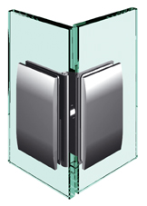 Winkelverbinder Pontere Glas-Glas 90° / Winkelgradzahl stufenlos von 80°-180° verstellbar Edelstahloptik für Glasstärke 8/10mm Tragfähigkeit bei 2 Bänder 50kg