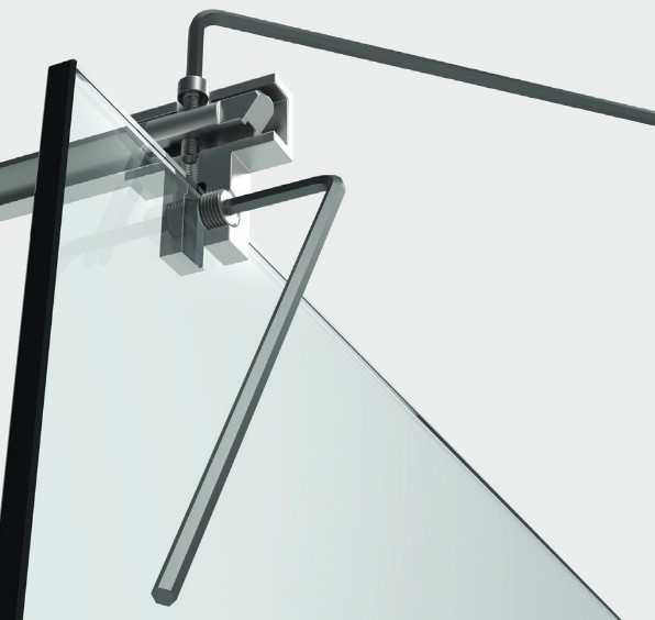 Glasanschluss für Stabilisationsstange Eckig +/- 90° verstellbar
Edelstahleffekt Glastärke 6mm bis 10mm
