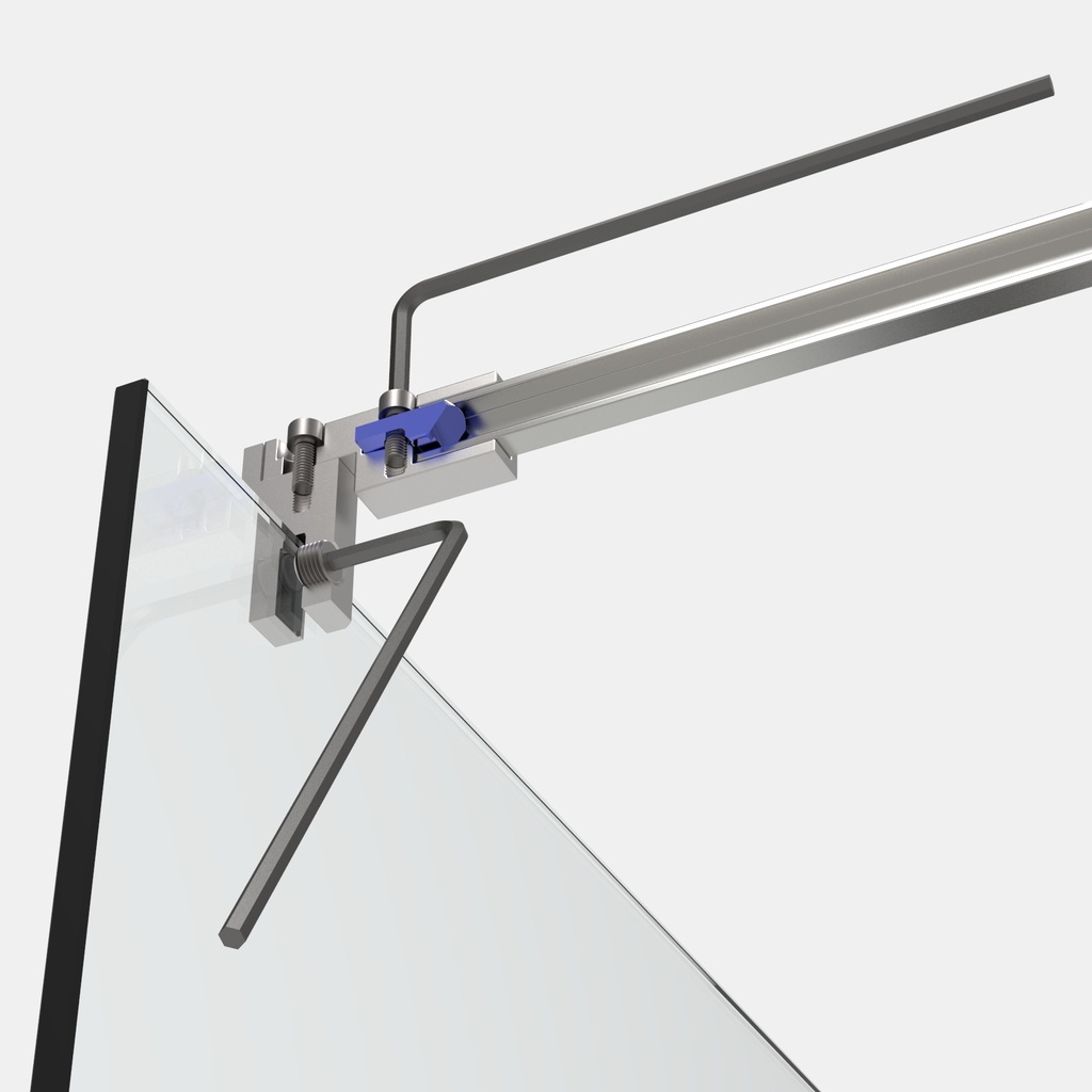 Glasanschluss für Stabilisationsstange Eckig +/- 90° verstellbar
glanzverchromt Glastärke 6mm bis 10mm