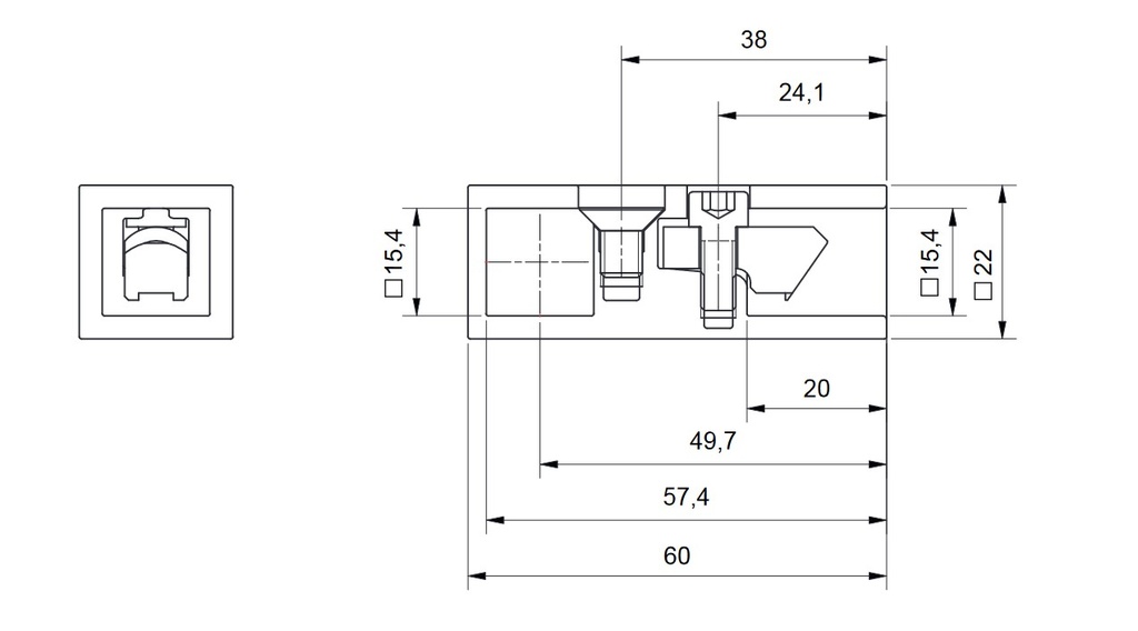 T-Verbinder für Stabilisationsstange eckig glanzverchromt
T-Verbinder für 2 Stabistangen 15x15mm