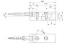 Wandanschluss für Stabilisationsstange Eckig +/- 90° verstellbar mattverchromt