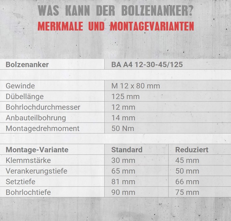 Bolzenanker BA Edelstahl A4 M12x125 Paket 25 Stück