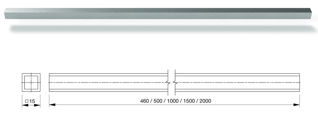 Stabilisationsstange, Eckig Edelstahloptik 1000mm Lang