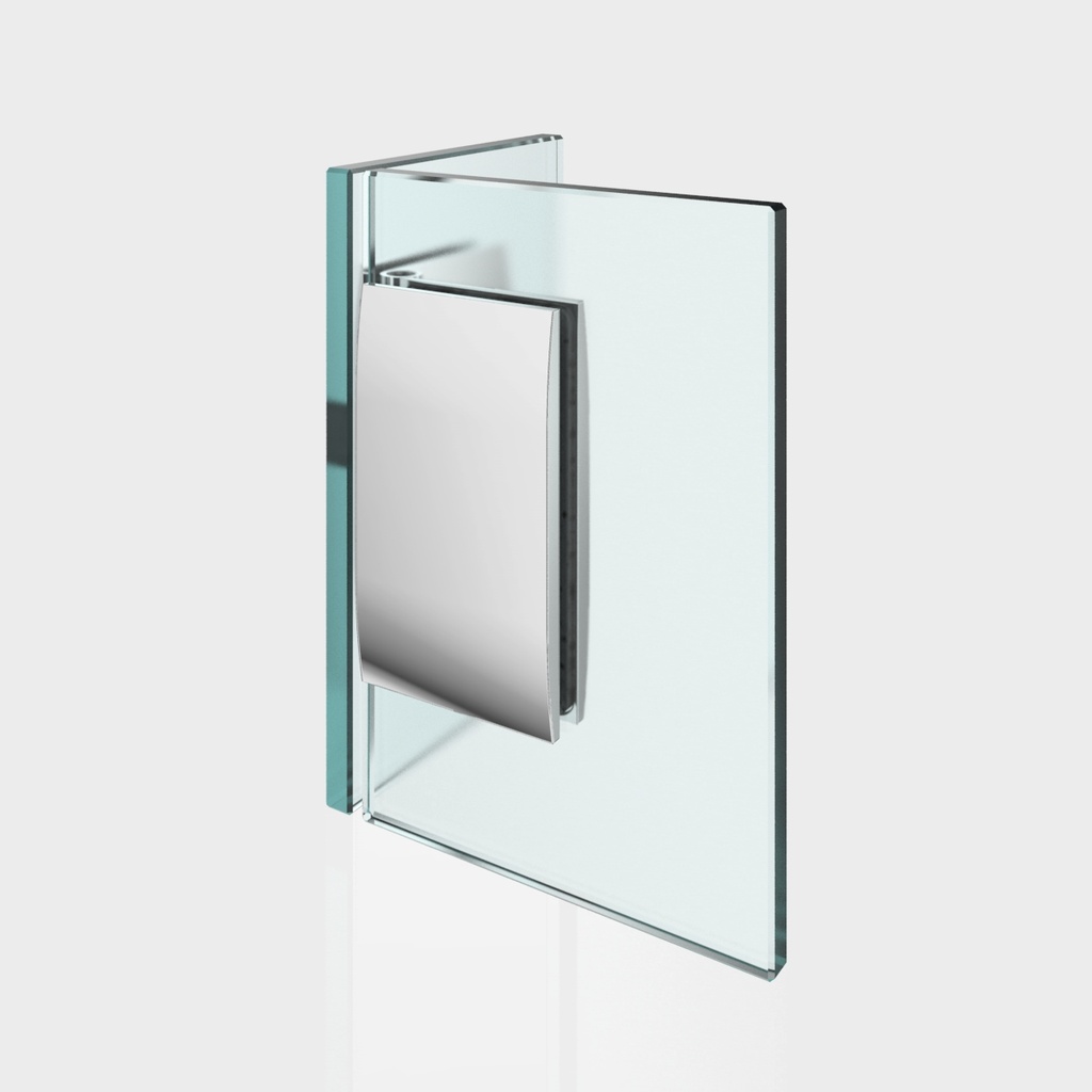 Winkelverbinder Pontere Glas-Glas 90° / Winkelgradzahl stufenlos von 80°-180° verstellbar glanzverchromt für Glasstärke 8/10mm Tragfähigkeit bei 2 Bänder 50kg