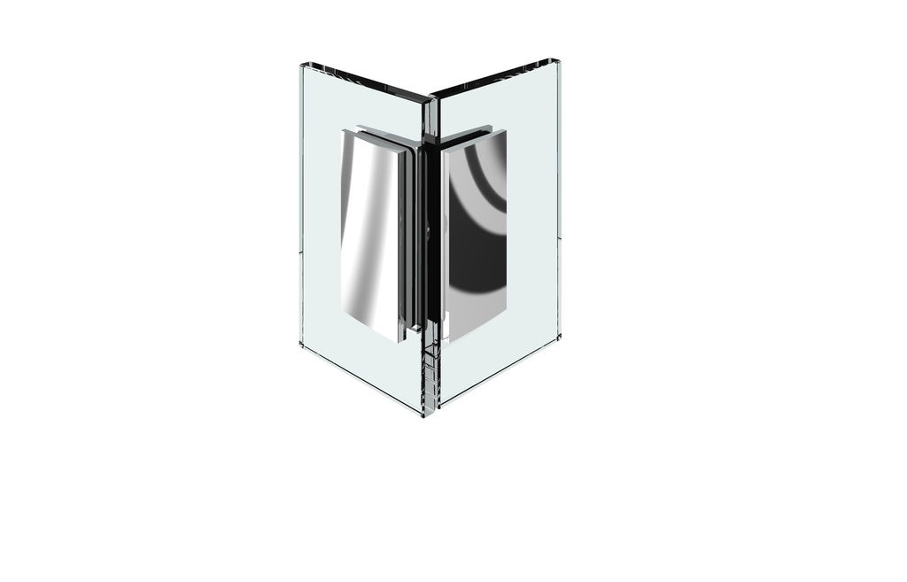 Winkelverbinder Glas-Glas 90° mattverchromt für Glasstärke 6/8/10mm Tragfähigkeit bei 2 Bänder 40kg