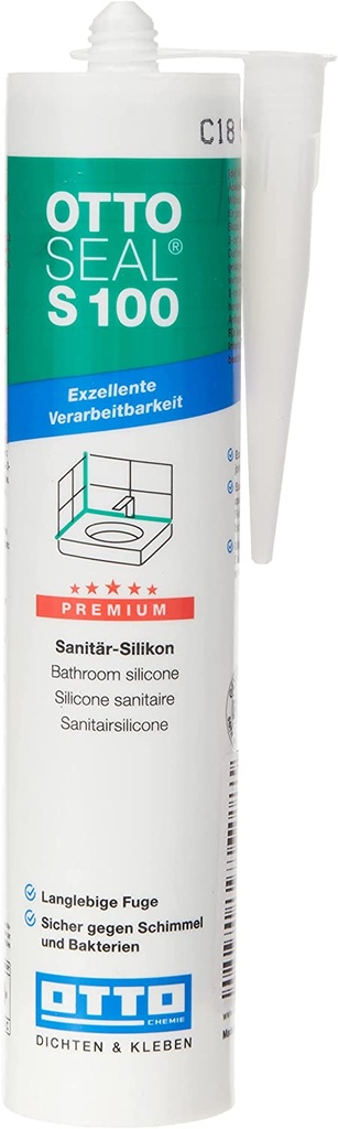 OTTOSEAL S100 300ml Premium Sanitär-Silikon silbergrau