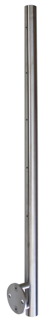 Pfosten Edelstahl ø42,4/2,0 x1070mm seitl. Montage mit Endkappe unten, 5xM6 für Traversenhalter