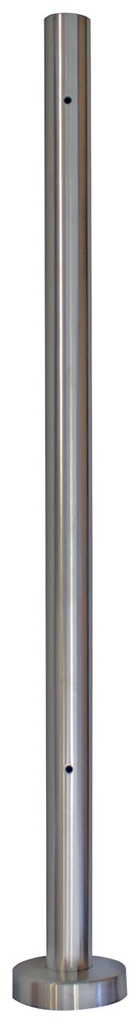 Pfosten Edelstahl ø42,4/2,0 x 880mm Bodenmontage mit Rosette, 2xM8 für Glashalter einseitig (Endpfosten)