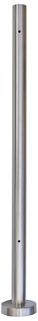 Pfosten Edelstahl ø42,4/2,0 x 880mm Bodenmontage mit Rosette, 4xM8 für Glashalter zweiseitig (Mittelpfosten)