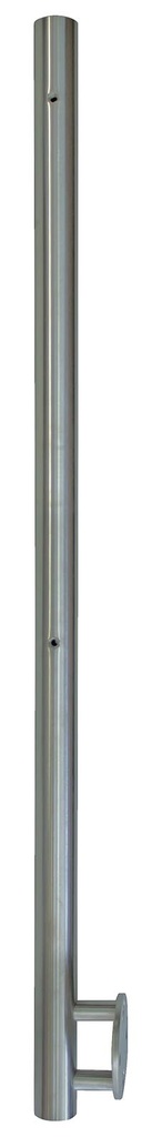 Pfosten Edelstahl ø42,4/2,0 x1070mm seitl. Montage mit Endkappe unten, 4xM8 für Glashalter zweiseitig (Mittelpfosten)
