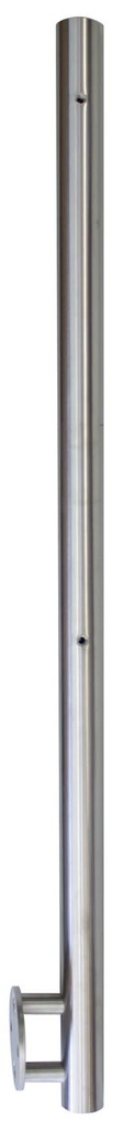 Pfosten Edelstahl ø42,4/2,0 x1070mm seitl. Montage mit Endkappe unten, 2xM8 für Glashalter rechts (Endpfosten)